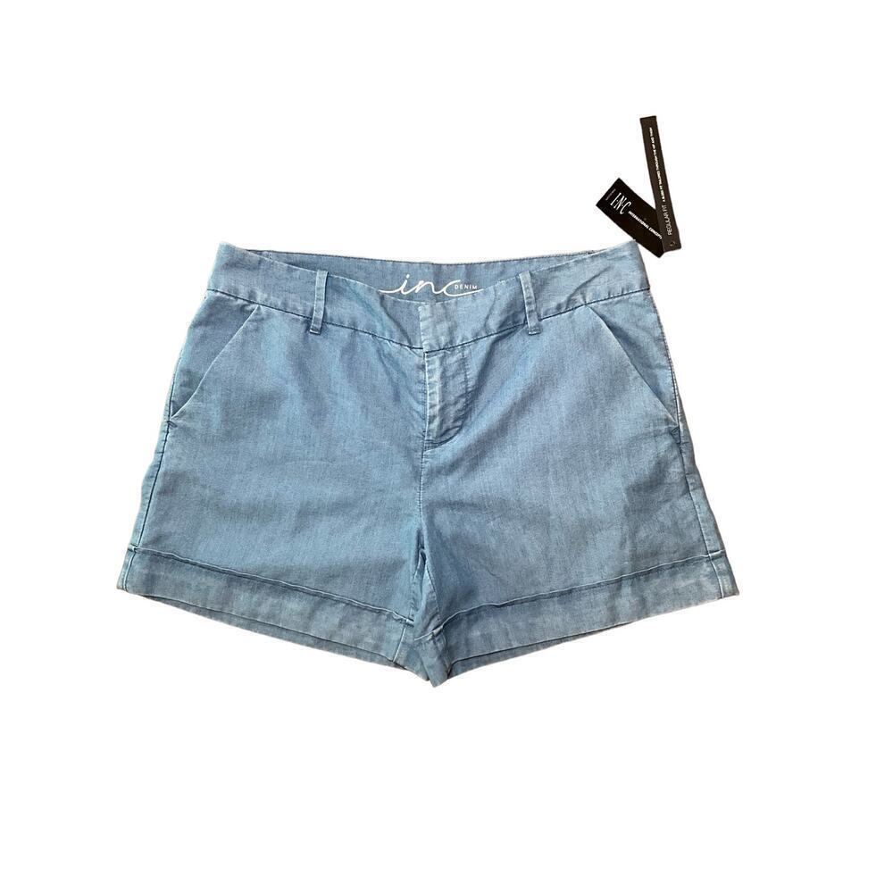 INC Denim Shorts Women's 10 Indigo Blue Regular Fit Outdoor Casual Slash Pockets